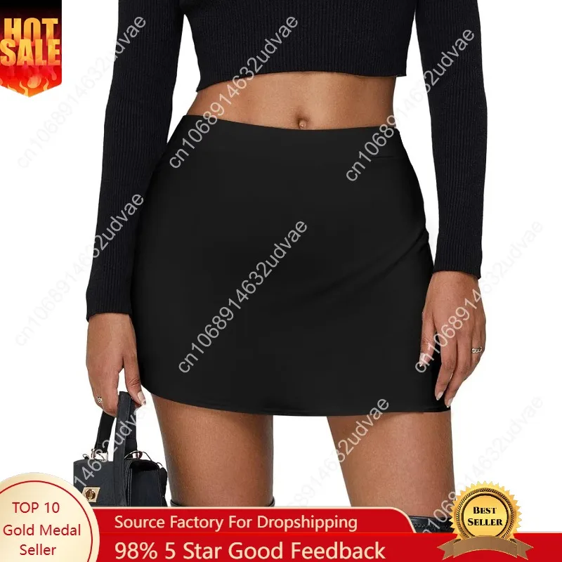 

Women's Leopard Print Mini Skirt Short Skorts Elastic Waistband Sexy Bodycon Pencil Cheetah Club Skirts with Shorts