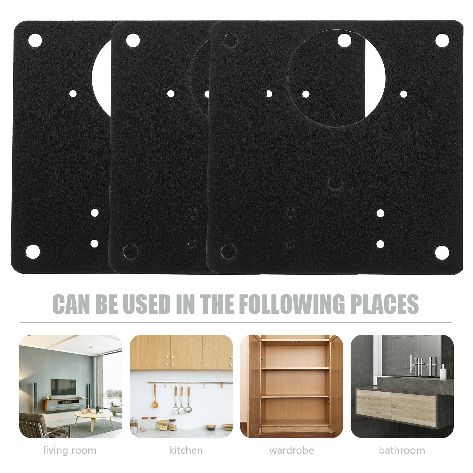 

6 Sets Cabinet Repair Board Kit Black Stainless Steel 5 Holes Kitchen Cupboard Hinges Door Quiet Easy Match Hardware