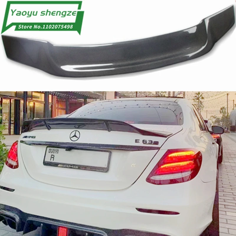 Rear Spoiler Wing for Mercedes-Benz E Class W213 E63  Sedan 2016 - 2019 Rear Trunk Boot Lip Real Carbon Fiber FRP R Style