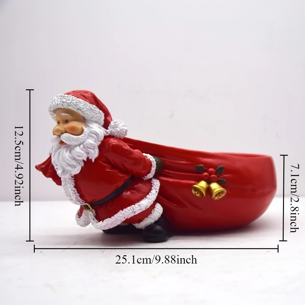 1PC Santa Claus Resin Crafts Desktop Storage Ornaments Candy Tray Storage Furnishings Cartoon Character Christmas Decorations