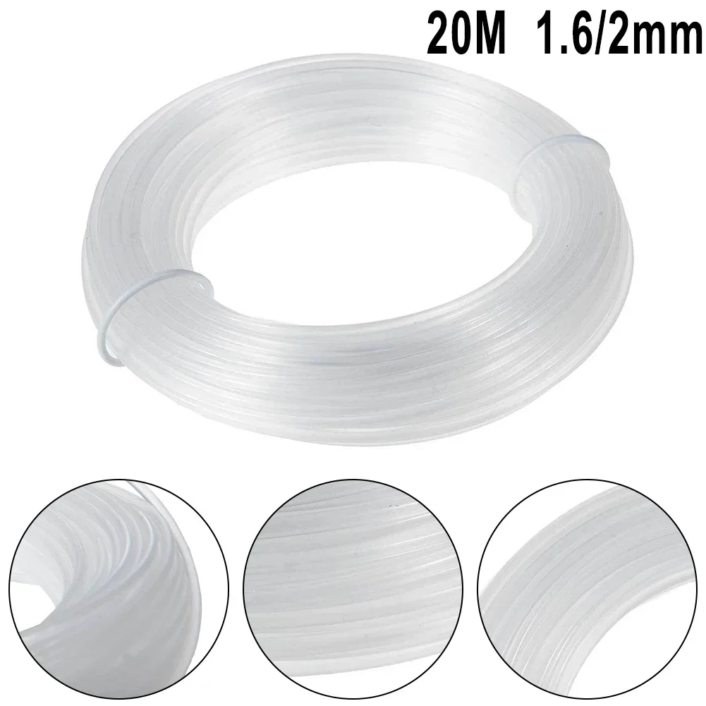 Garden Lawn Trimmer Line 20M Length 1.6mm/2.0mm Spare Nylon Line Trimmer Mowing Line White Replacement String Trimmer Parts