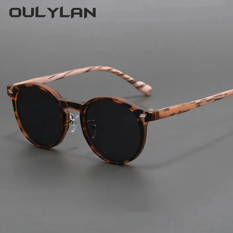 Oulylan Frosted  Sunglasses Imitation Wood frame Circle Sunglasse Women Men Vintage Sun Glasses Retro style Eyewear UV400 Shades