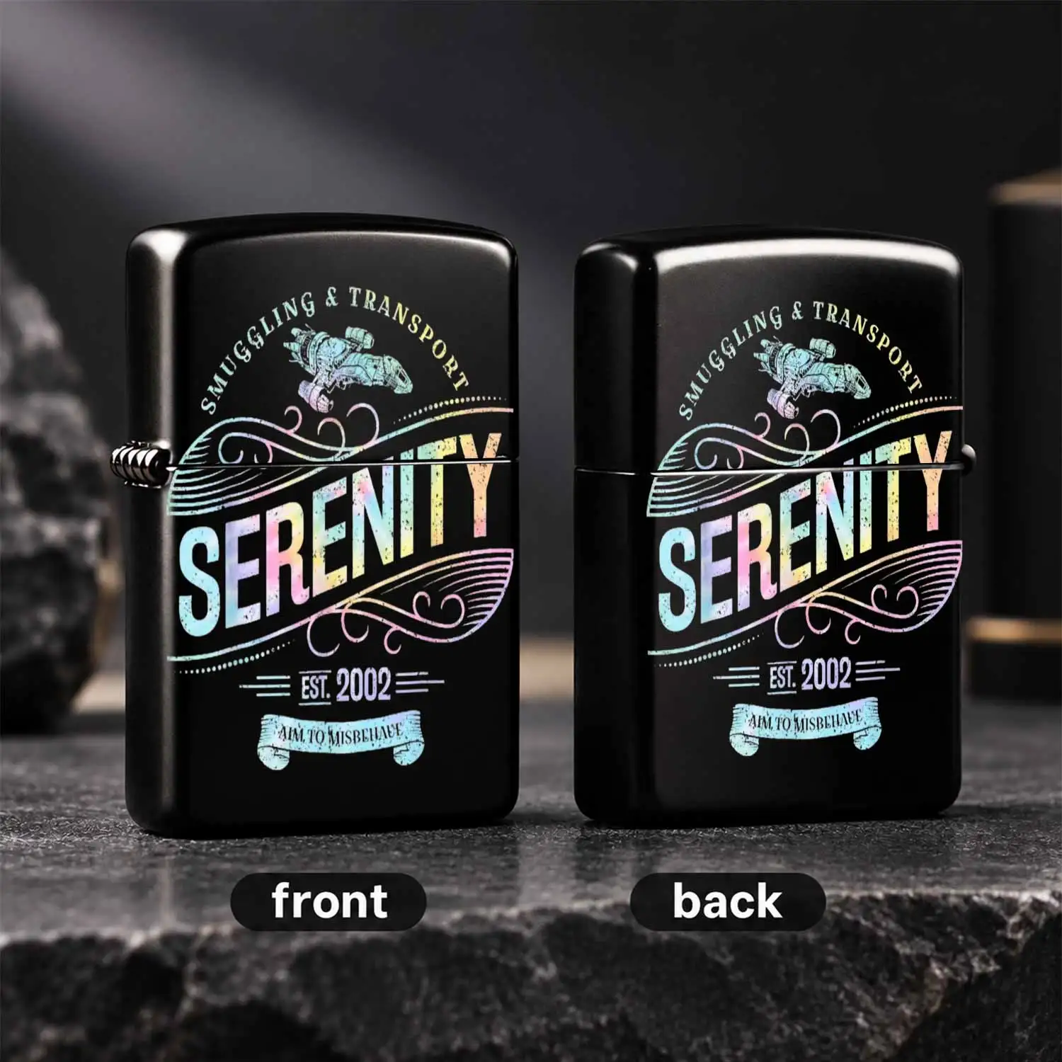 Vintage Gradient Serenity Themed Lighter Firefly Spaceship Pattern Decorative Ignition Tool 2002 Est. Souvenir Accessory For Daily Use Outdoor Travel Gifting Scenarios Universal Practical Portable Delicate Present For F A Humorous And Inter