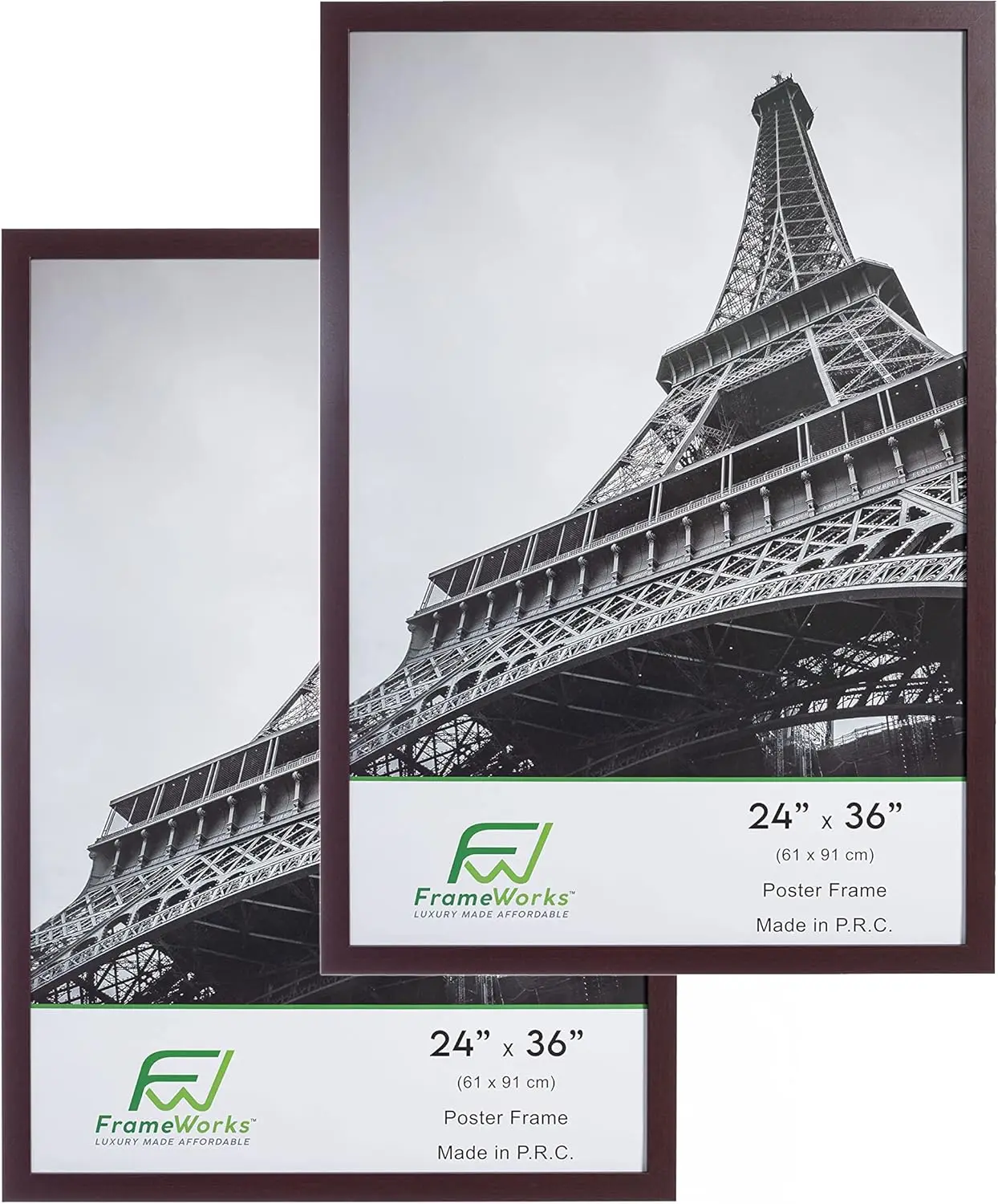 24" x 36" 2-Pack Mahogany Back-Loading Wooden Poster Frame with Classic Edges