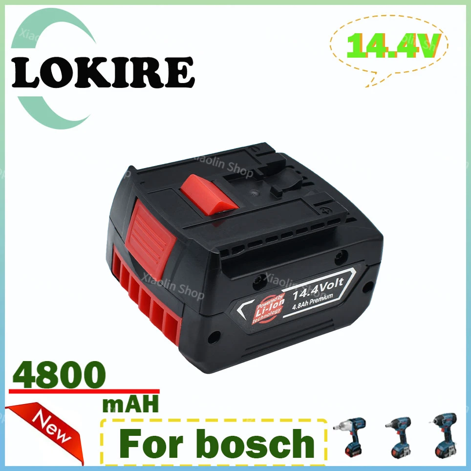 For BOSCH 14.4V 4800mAH Rechargeable Li-ion Battery Cell Pack for BOSCH Cordless Electric Drill Screwdriver BAT607G   BAT614G