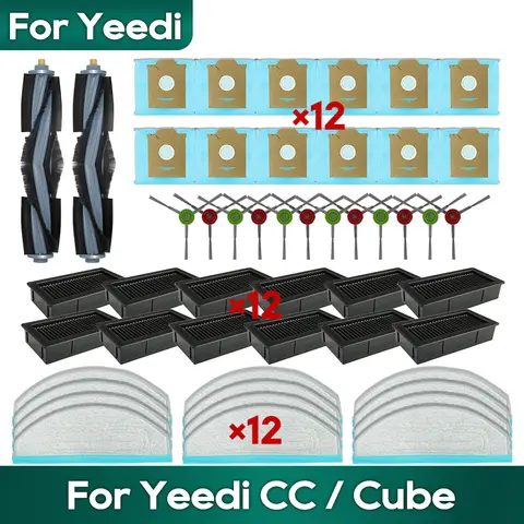 Yeedi CC / Cube 와 호환되는 액세서리 부품 킷 로봇 청소기 부품 킷 롤러 브러시 Hepa 필터 모핑 천 바닥 천 먼지 가방