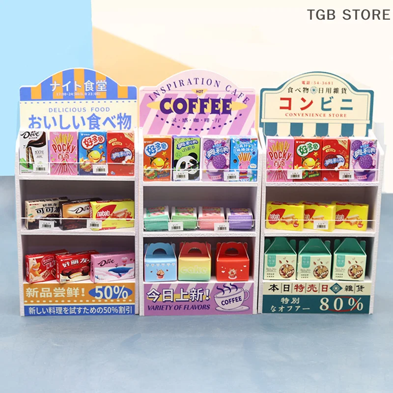 

Miniature Cute Drink Food Supermarket Store Shelf Dollhouse Accessories Pretend Play Furniture Cabinet Shelf Kitchen Gift