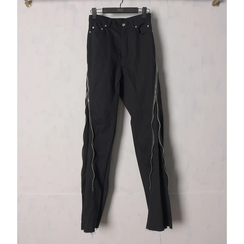 RO High Street Side Zipper Slit Micro Horn Casual Pants Men's Trendy Brand Loose Straight Tube Hanging Long Pants Fashionable