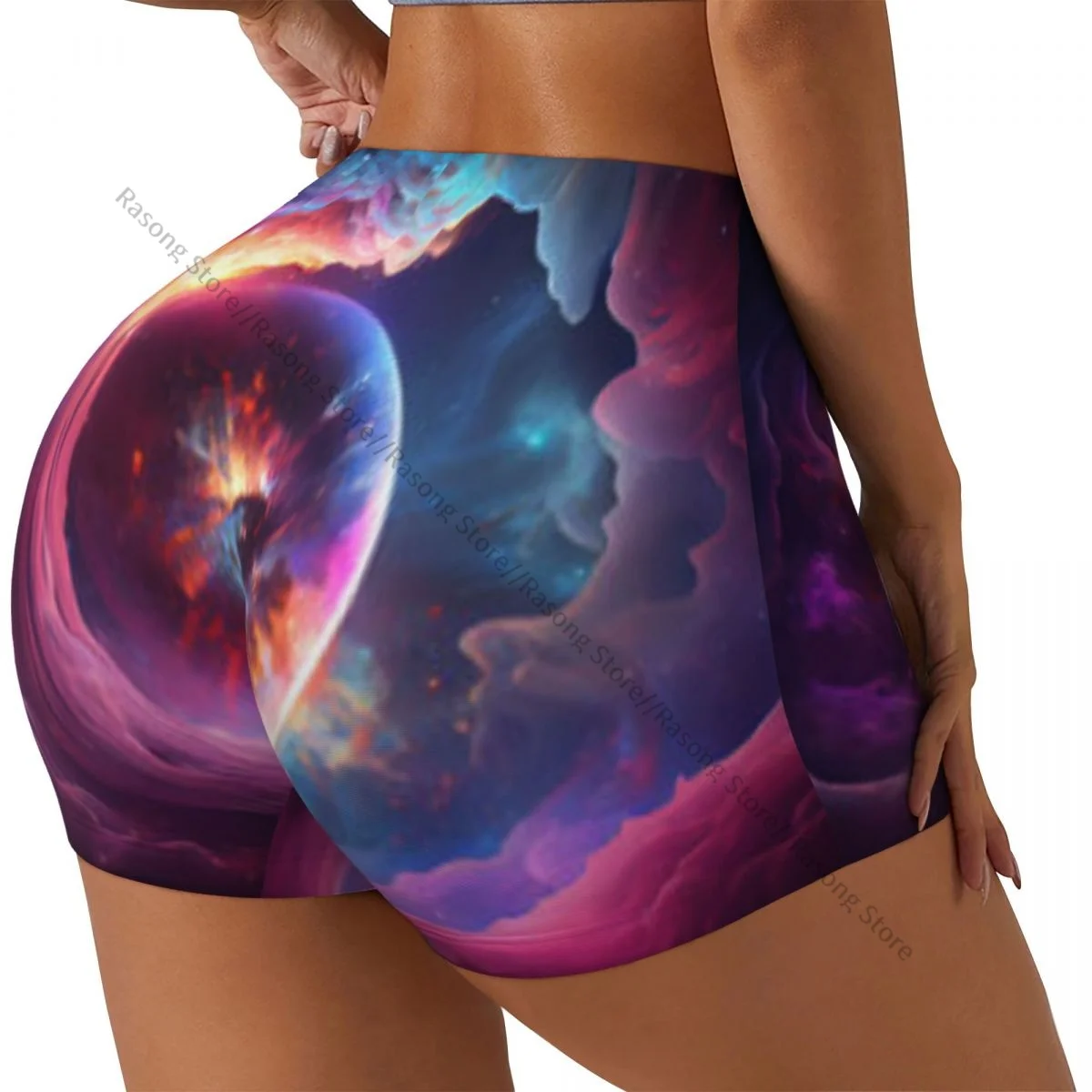 

Шорты для йоги из спандекса для женщин, шорты для тренировок Galaxy Space Fantasy Sky