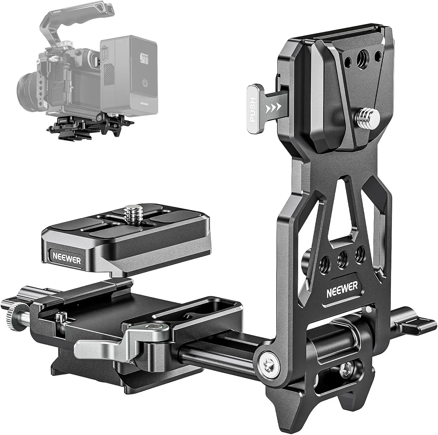 NEEWER faltbare V-Mount-Batterieplatte mit Arca-Schnellwechsel-Kamera-Grundplatte, leichtes Video-Rig für DSLR-Kameras – Detail 1