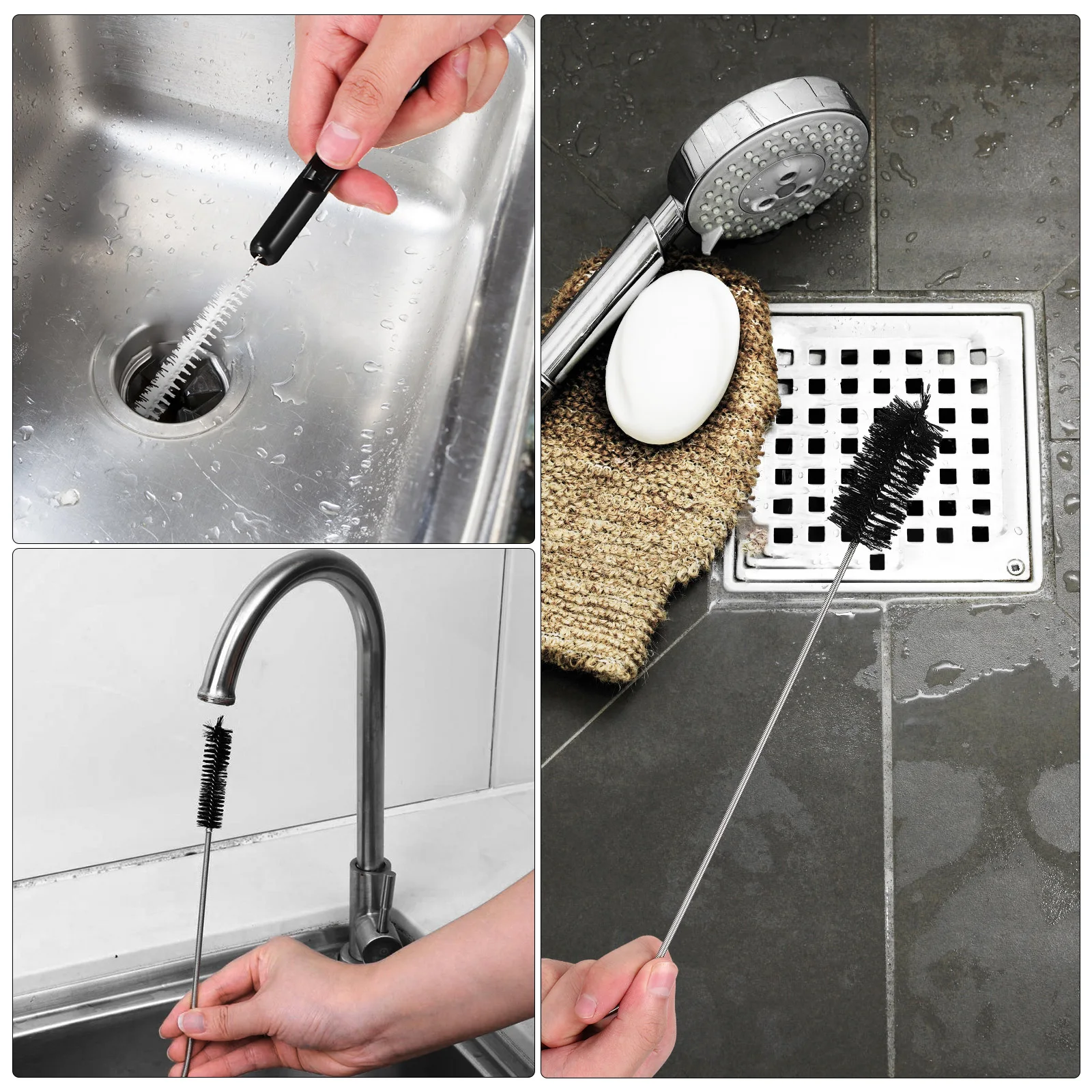 

1 set Drain Brush Set Drainage Dredging Tool Flexible Pipe Cleaner Brush for Clogged Pipes Plumbing Efficient Cleaning Double
