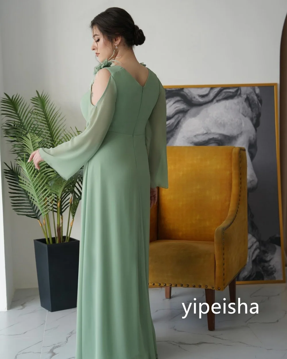 Exquisite Chiffon A-line V-neck Midi Dresses Prom Dresses Modern Style Pastrol Unisex Chinese Style Formal Casual Simple