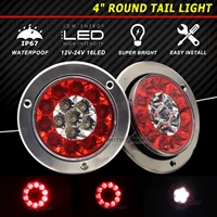 Par de luces LED traseras rojas redondas de 12-24V, luz de marcha trasera de advertencia de freno inverso para remolque, camión, UTV, RV, caravana, camioneta, VAN, Camper
