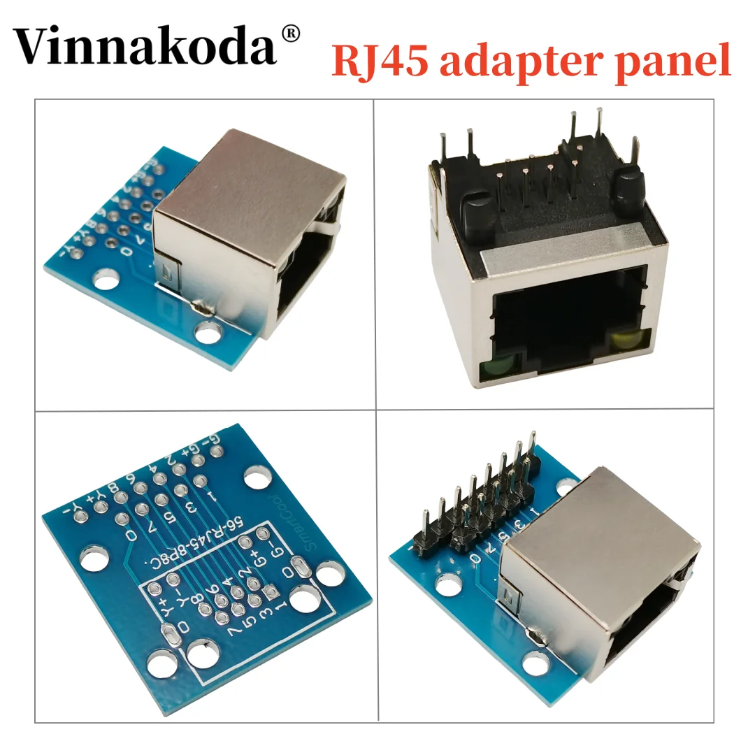 Adaptador de puerto de red RJ45, placa de prueba Horizontal 8p, cabeza de cristal, enchufe hembra, placa de circuito con luz