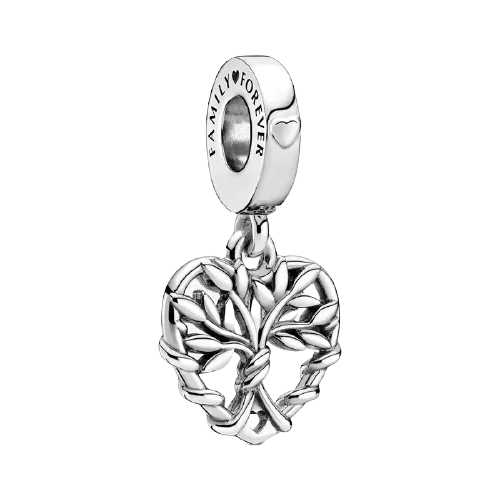 Abalorios de plata de ley 925 para pulsera Pandora, abalorios originales con forma de hoja verde, árbol familiar, corazón y pluma, regalo de joyería para mujer