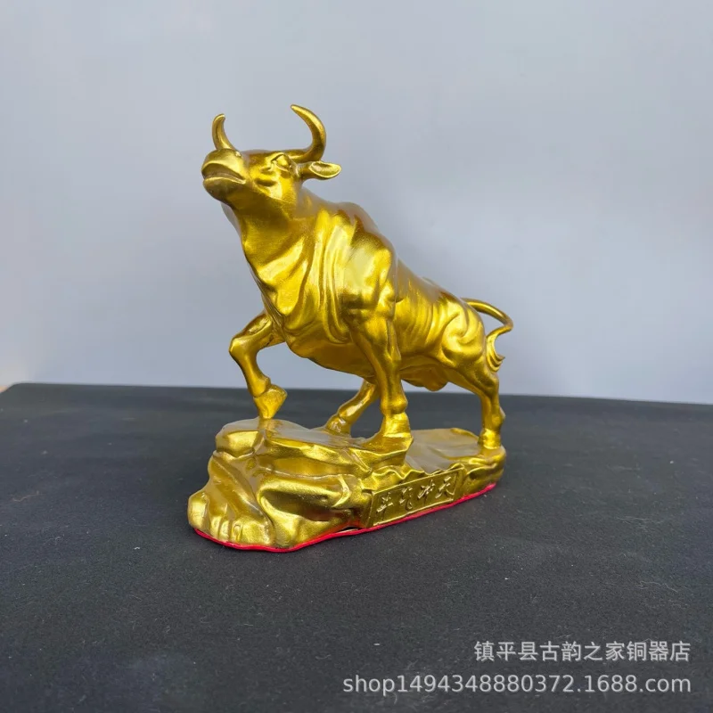 Bronze Ox Figurine All Copper Ox Turning the Tide Craft Decoration Wealth-Attracting Office Desk Living Room Zodiac Ox