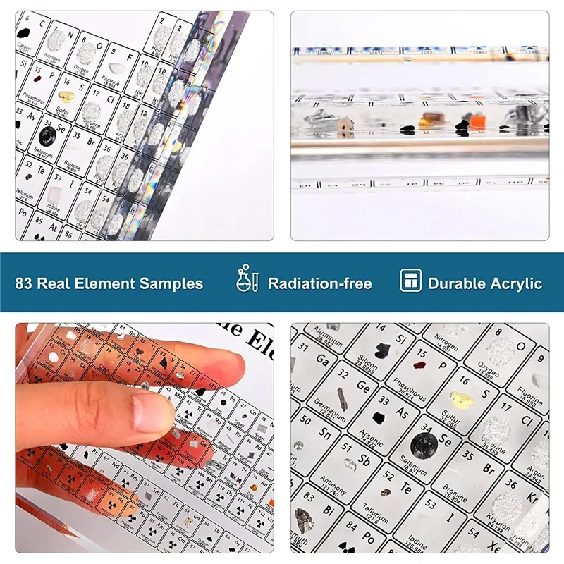 Acrylic Periodic Table with Real Elements Chemical Mendeleev Periodic Table of Elements Samples Inside Chemistry Materials Craft