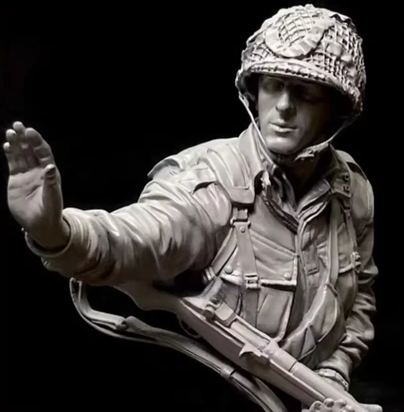 

1/10 WWII USA Airborne Soldier Bust Resin Model Figure Gk Miniature 3d Printed White Model Toy Unassembled And Unpainted Kit