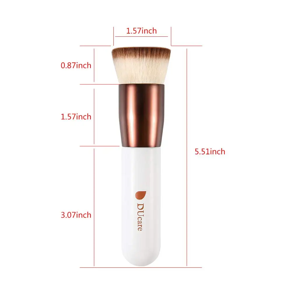 DUcare Foundation Brush with Makeup Sponge Flat Top Brush Synthetic Hair Liquid Blending Powder Beauty Makeup Cosmetic Blender