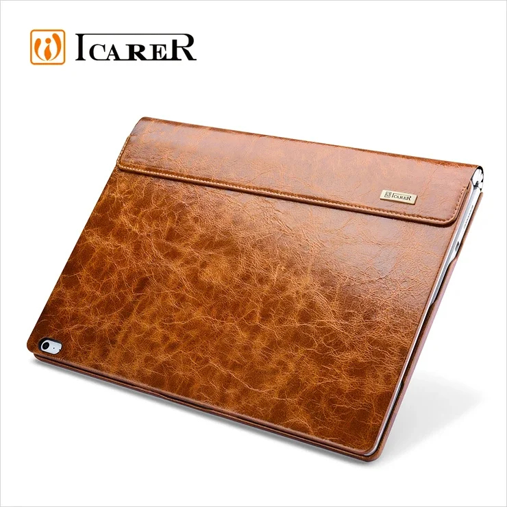 ICARER Genuine Leather Case for Microsoft Surface Book Detachable Flip Cover with Stand Function for Surface Book 2 13 inch