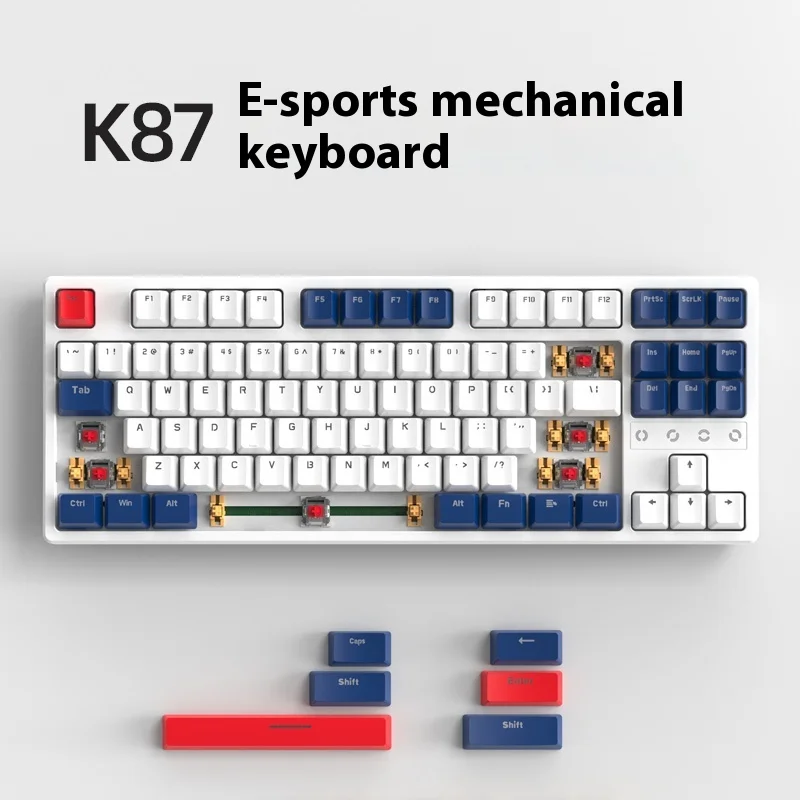 New Free Wolf 87key Mechanical Gaming Keyboard Hot Swappable Short Shafts Interchangeable E-Sports Specific Consumer Electronics