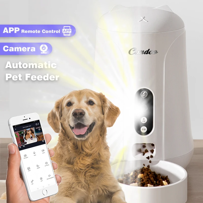 4L Pet Smart APP Control Dog Timed Food Dispenser Cat Automatic Feeder with Camera Stainless Steel Bowls Large Capacity