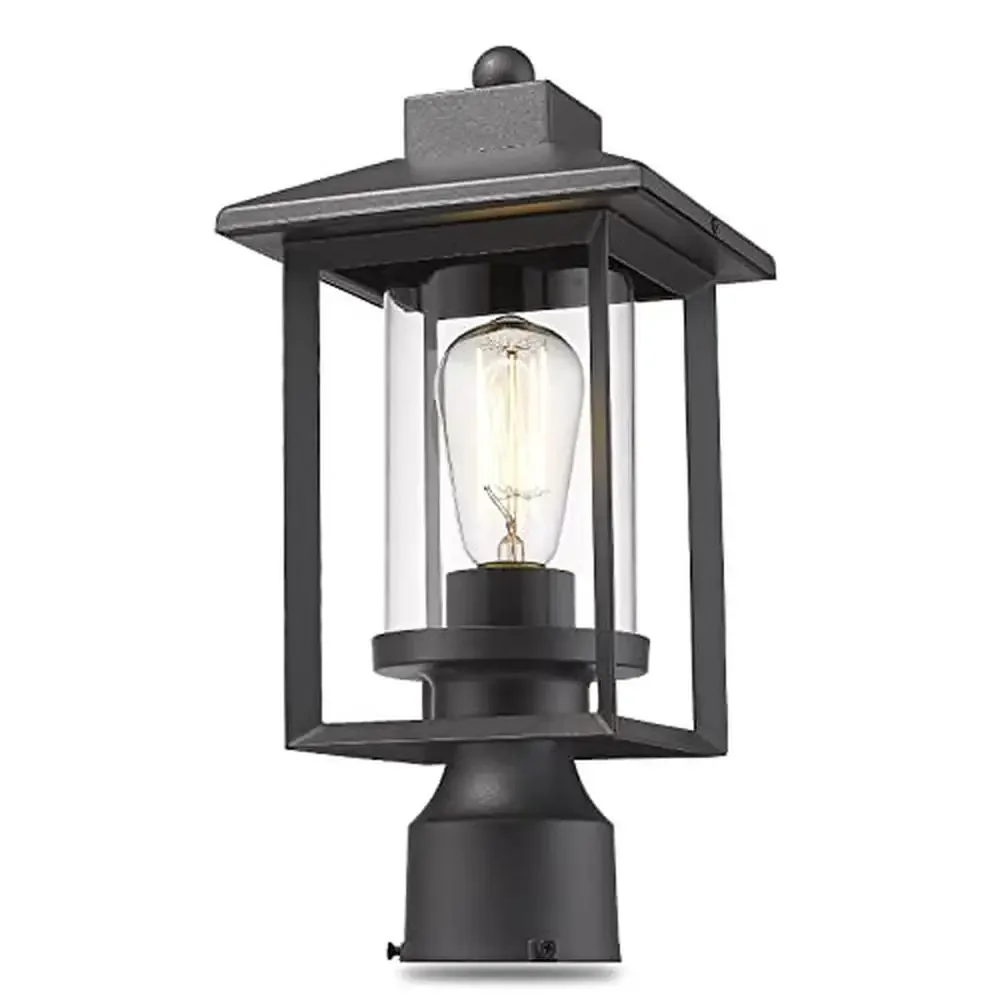 

Modern Black Outdoor Post Lantern Light Fixture Clear Glass IP44 Rated Waterproof ETL Listed 100W Max Bulb Compatible Easy