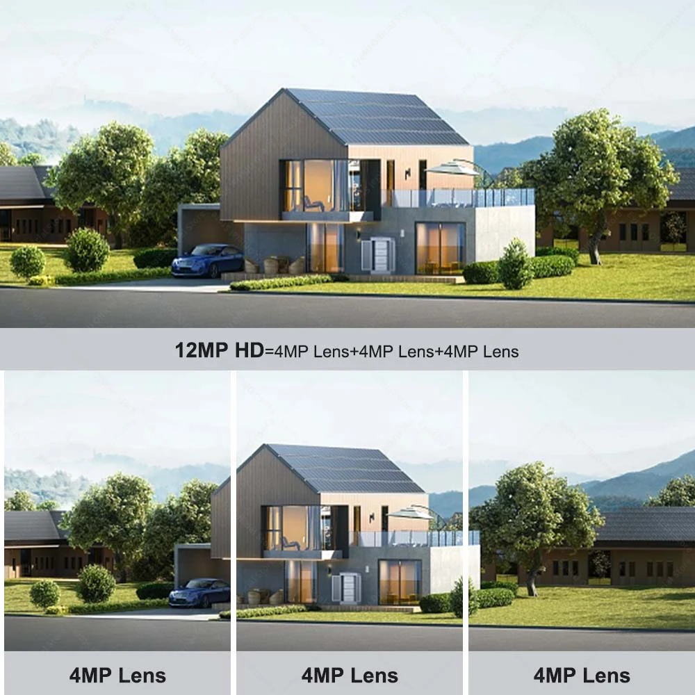 6K 12MP IP Camera WiFi Three Screens Outdoor PTZ Cameras Home Security Protection Auto Tracking CCTV Video Surveillance Camera