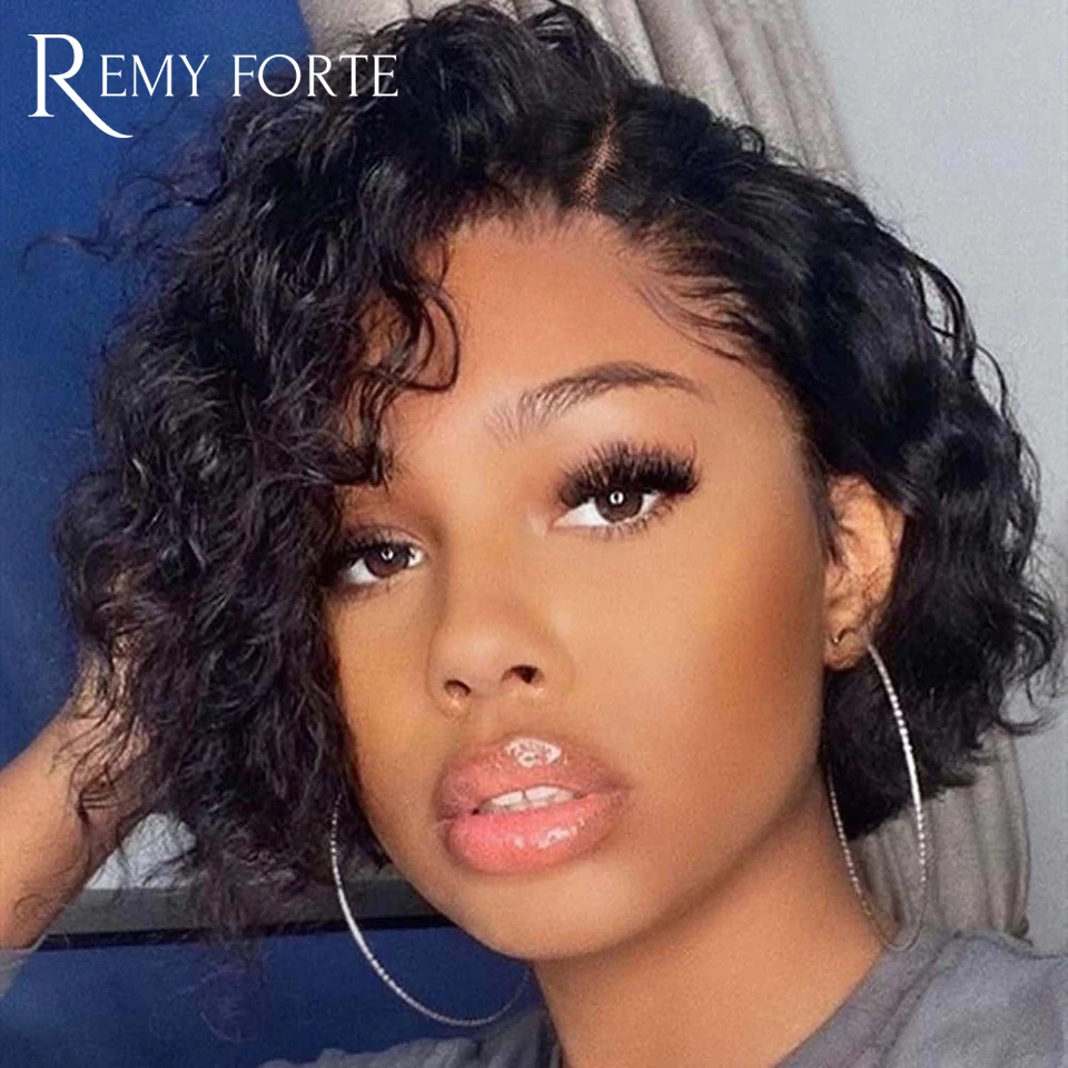 

13x1 T-Part Lace Front Wigs Human Hair Short Bob Wigs Human Hair Pixie Cut Wigs Deep Curly Transparent Lace Front Wig Human Hair