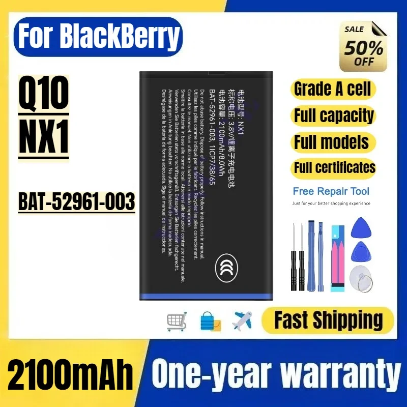 BAT-52961-003 for BlackBerry Q10/NX1 Mobile Phone Battery High Quality High Capacity Battery Replacement Bateria with Tools