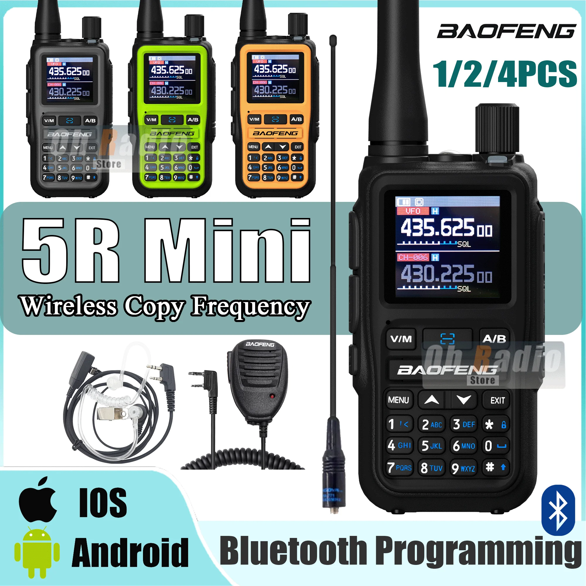 Baofeng 5R Mini Ham Radio Long Range Walkie Talkie Dual Watch Dual PTT Bluetooth Programming Type-C Jack Upgrade 5R For Camping