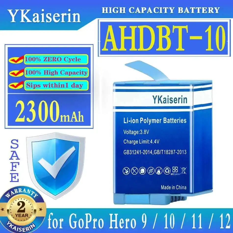 For Gopro 9 Hero 10 11 12 Ahdbt-90 Camera Ahdbt-10 2300Mah Reliable Power Supply High-Efficiency Sports Battery