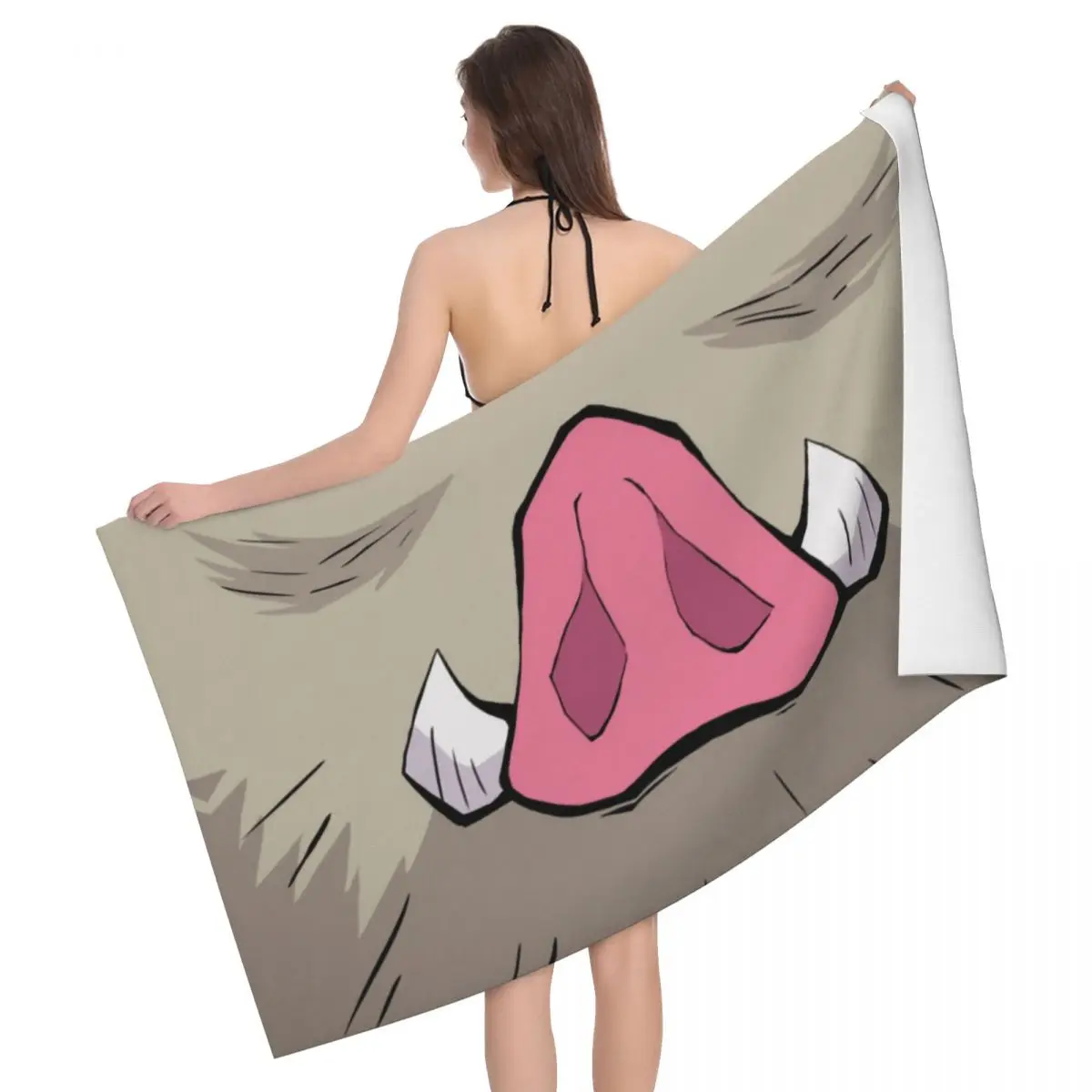 Custom Anime Demon Slayer Hashibira Inosuke Cosplay Breathable Microfiber Beach Bath Towel Quick Dry Bathroom Sauna Towels