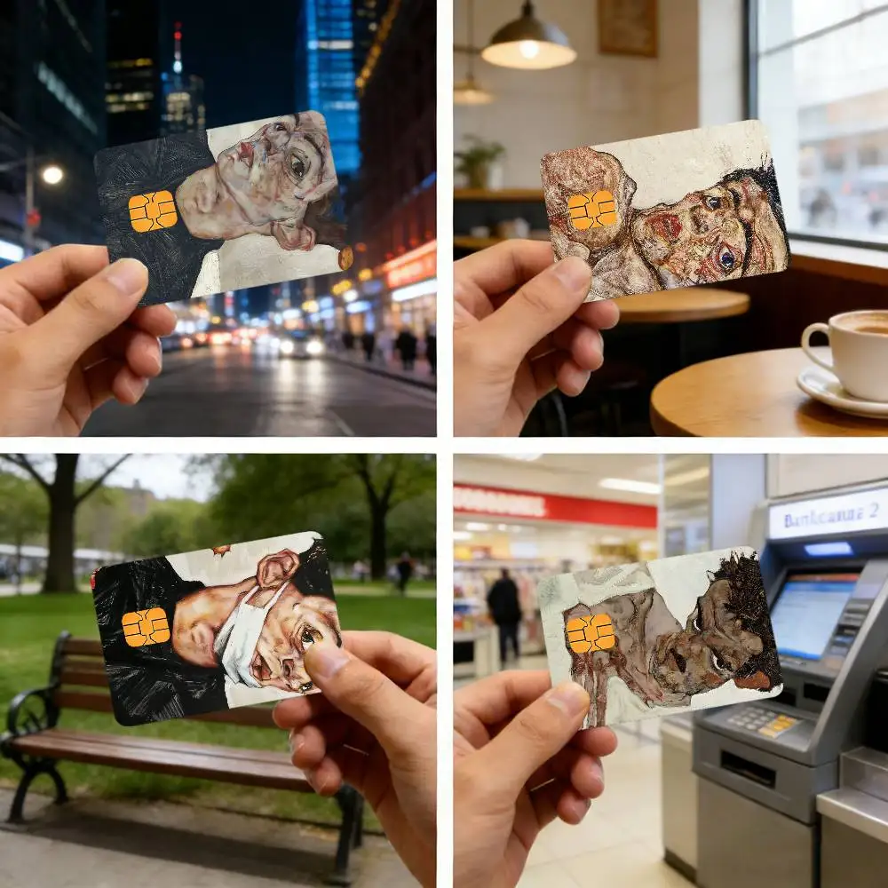 Austrian Painter Egon Schiele Waterproof Skin Protector Stickers for Bank Cards Credit Cards Debit Cards Public Transport Cards