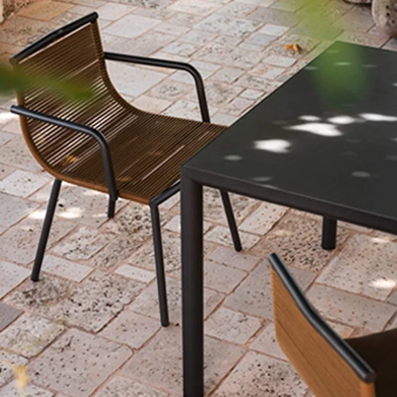 Outdoor leisure waterproof sunscreen rattan tables and chairs open-air balcony villa hotel outdoor flower