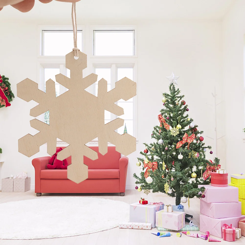 

10Pcs Snowflake Wooden Hanging Decorations Christmas Tree Ornaments Xmas Party Craft Wooden Hanging Ornament