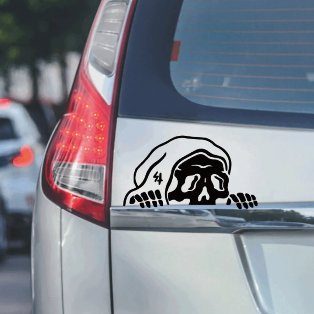 

Lurking Reaper Ghost Car Decal Die-cut Vinyl Peeping Skeleton Sticker Waterproof Sun-protection for Car Window Laptop Bumper Tru