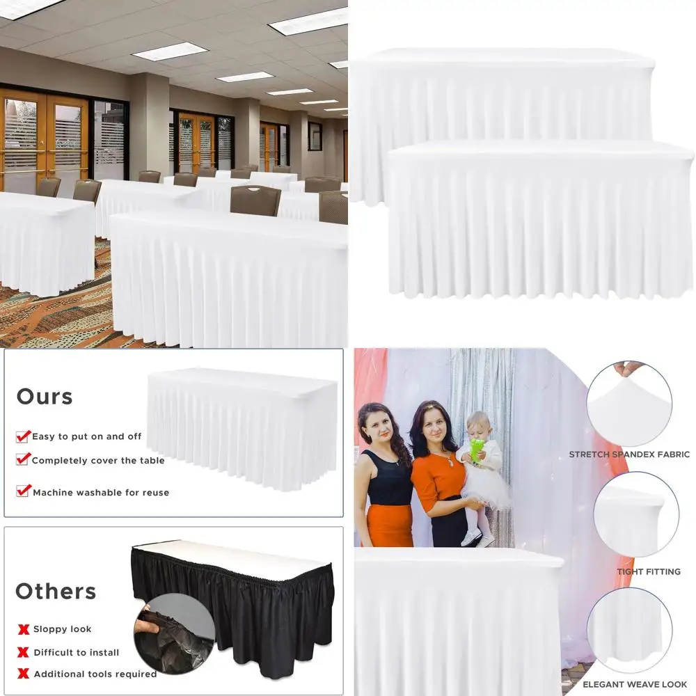 

2 упаковки эластичных скатертей из спандекса 96x30 для коктейльных столов, вечеринок, банкетов, дней рождения