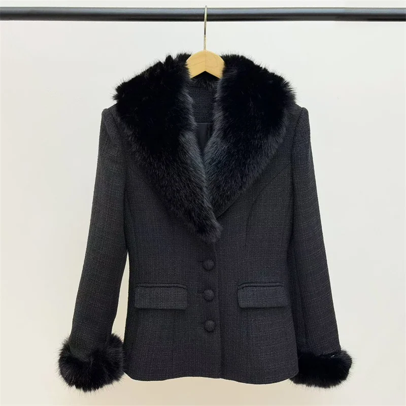 

Женская куртка: Новая модель из искусственного меха, лоскутная, с длинными рукавами, на весну 2026 года, однобортная, приталенная, женское пальто, верхняя одежда