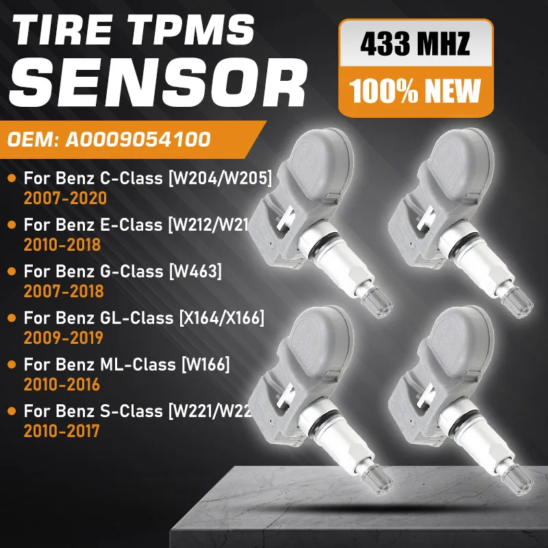 

Tire Pressure Sensor TPMS For Mercedes-Benz W204 W205 W212 W213 W221 W222 W463 Mercedes-Benz X164 X166 W166 A0009054100 433 MHz