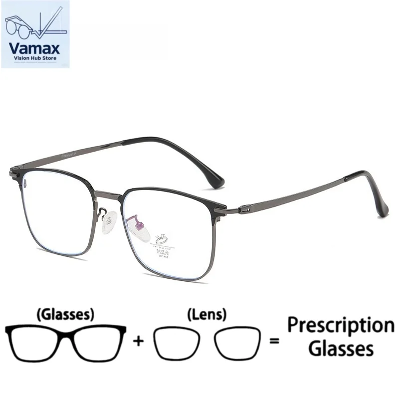 

VAMAX New Ultra Light Titanium Frame Eyeglasses Female Eyebrow Design Male Business Ready for Prescription Anti Blue Light