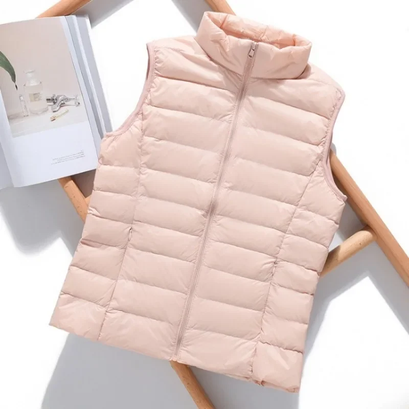 Women's Sleeveless Women's Ultra Light Down Vest 2024 Slim Fit Jacket Girl's Vest Plus Lightweight Windproof Warm Vest