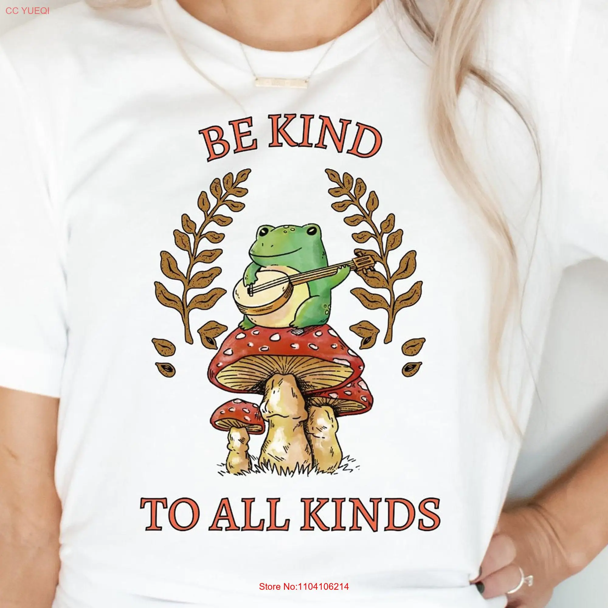 Be Kind to All Kinds T Shirt Toad Cottagecore Frog Nature Lover Mushroom long or short sleeves