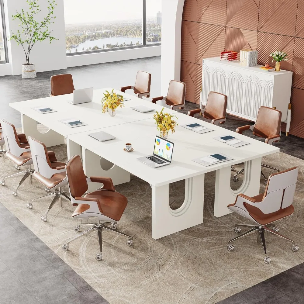 Modern Executive Desk, 70.9" Large Office Computer Desk, Conference Table Meeting Room Table, Simple White Workstation Business