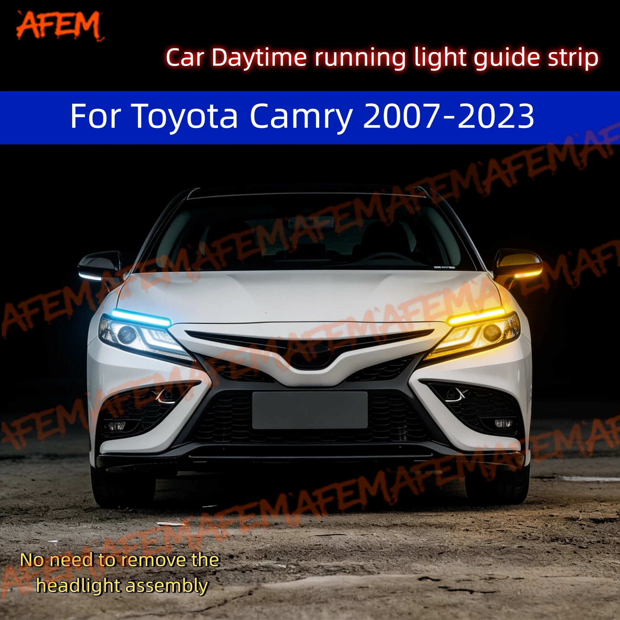 2Pcs 12V Led Guide Strip Headlight For Car Daytime Running Lights Turn Signal Bulb DRL For Toyota Camry 2007-2023