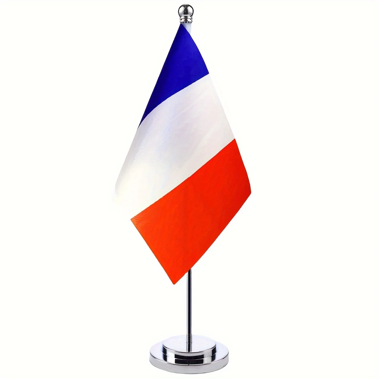 1pc French Office Desk Flag Tabletop Display - Meeting Room Table Standing Pole French Flag for Office, Home Decor, and Events