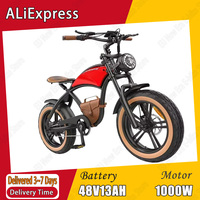 HD-B10 Electric Bicycle 1000W Brushless Motor 48V13AH Battery Motorcycle City E-bike  20*4.0 In Fat Tire Mountain Electric Bike