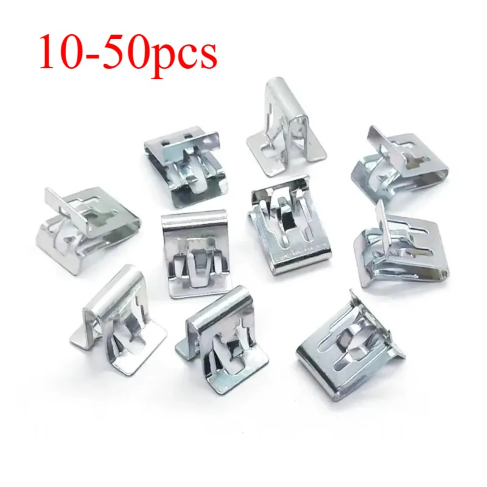 

10-50PCS Metal Retainer Clip Car Center Console Metal Fixing Clips DVD Base Interior Buckle U Iron Clamps Instrument Panel Clip