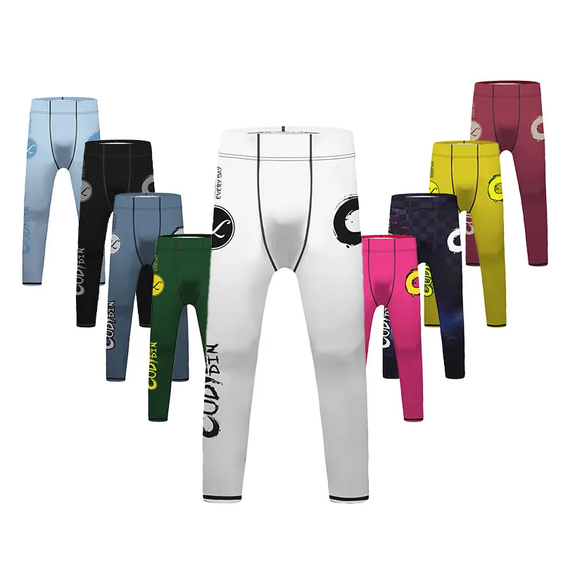 Children 4-12 Years Old Compression Leggings Multi-color Printed Kids MMA BJJ Training Pants for Boys Grappling Boxing