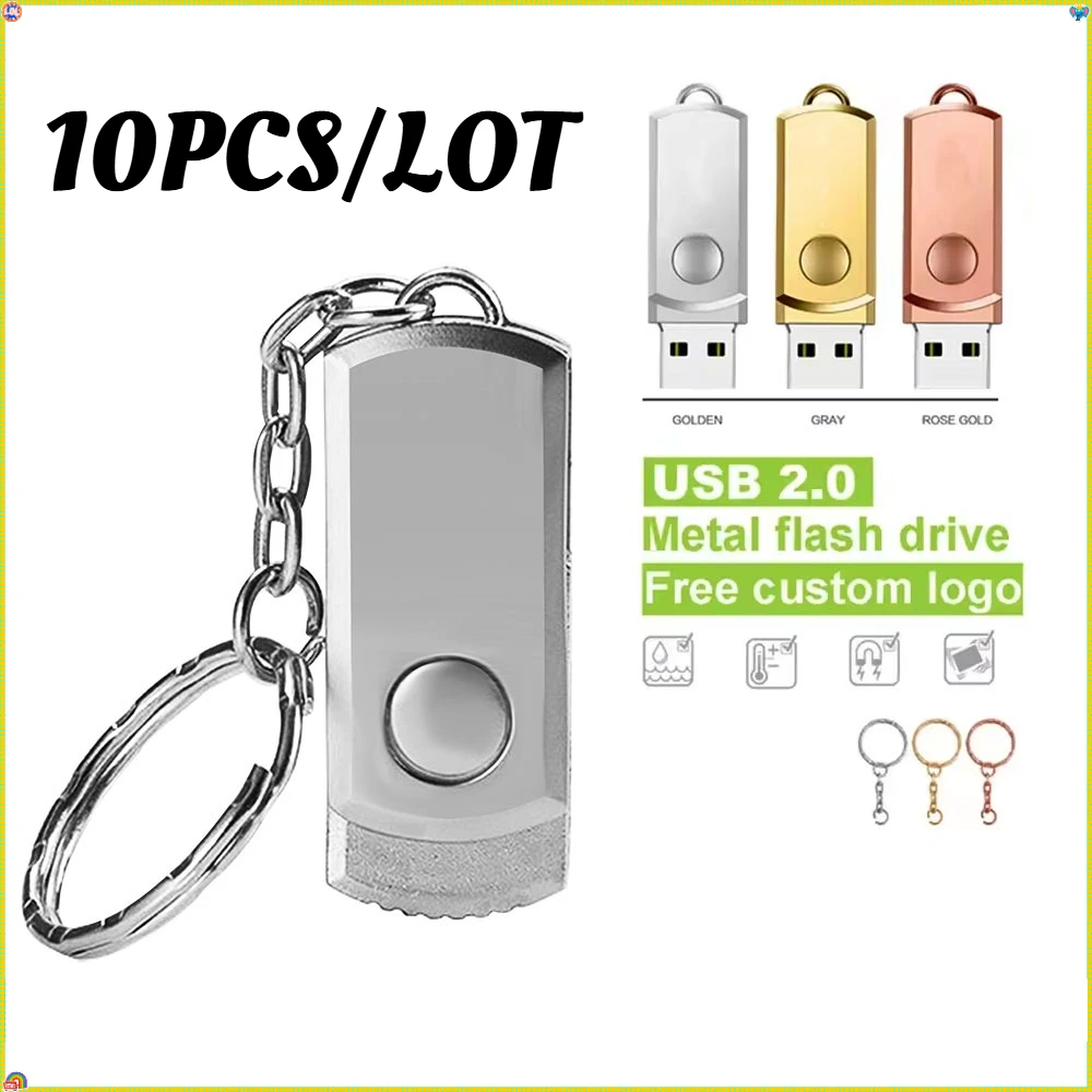 

10PCS/LOT Key Rings Usb 2.0 High Speed Pendrive Metal Usb Flash Drive 4GB 2GB Portable Memoria 32GB Pen Drive Free Shipping